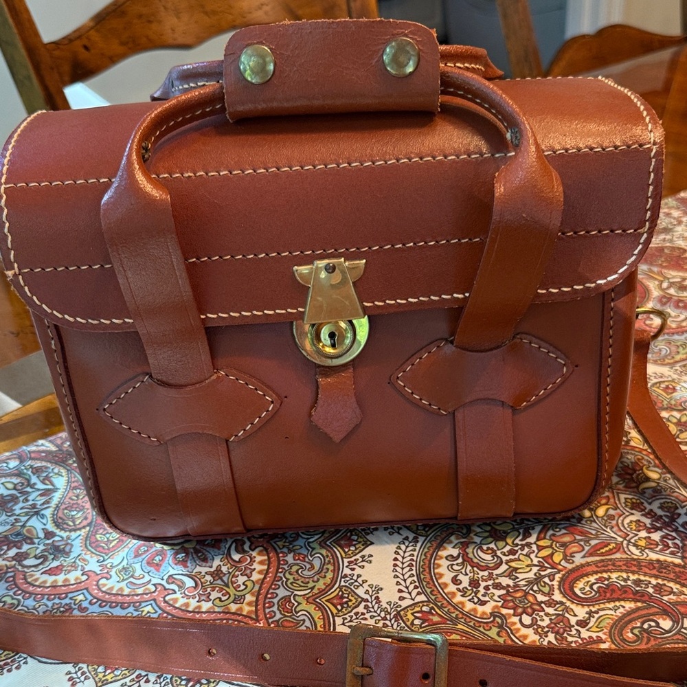Vintage genuine leather Alpex camera bag
